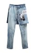 画像1: SUNDAYOFFCLUB / patch skirt mid drop crotch denim jeans (1)
