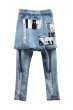 画像2: SUNDAYOFFCLUB / patch skirt mid drop crotch denim jeans (2)