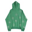 画像2: UNKNOWN / green cross rhinestone hoodie (2)