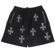 画像1: UNKNOWN / black cross rhinestone shorts (1)