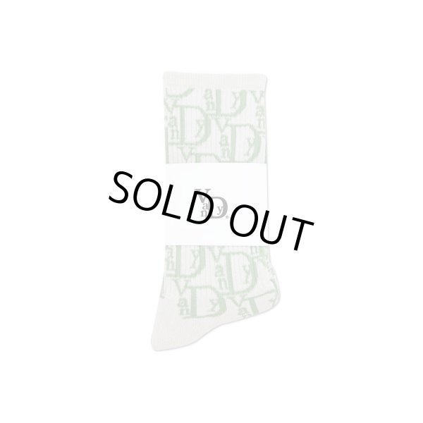 画像1: VANDYTHEPINK / "VIOR" logo socks sage green (1)