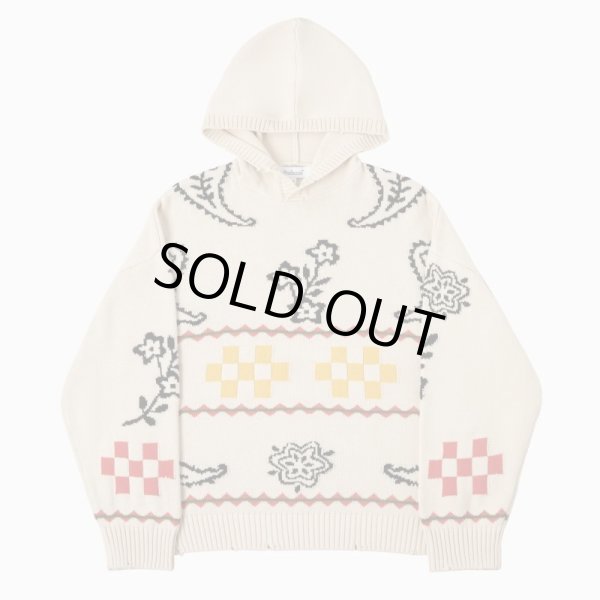 画像1: PROFOUND / knitted paisley pullover hoodie (1)