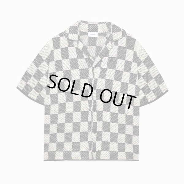 画像1: ASKYURSELF / checkered crochet shirt (1)