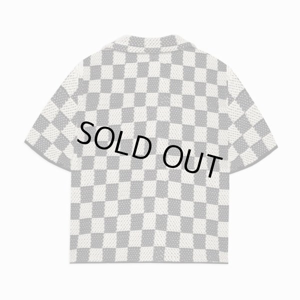 画像2: ASKYURSELF / checkered crochet shirt (2)