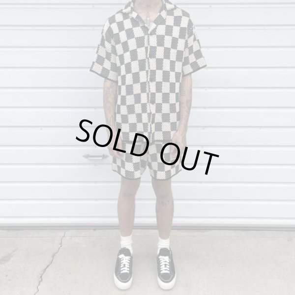 画像4: ASKYURSELF / checkered crochet shirt (4)