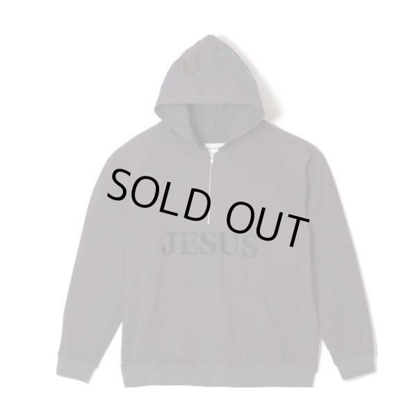 画像1: MAYO / jesus embroidery half zip hoodie  (1)