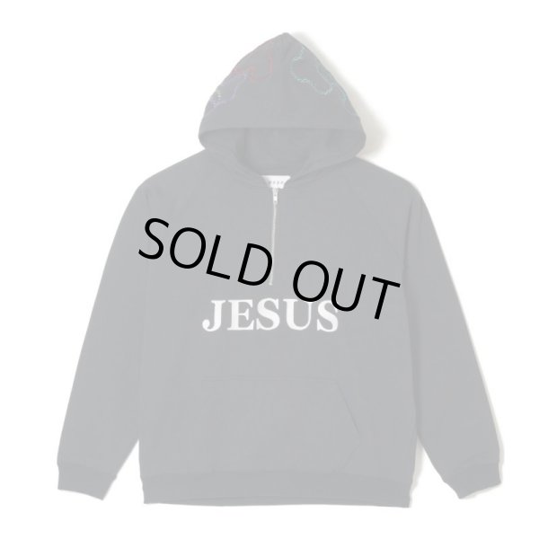 画像1: MAYO / jesus embroidery half zip hoodie  (1)