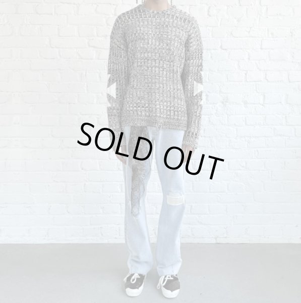 画像4: ASKYURSELF / chunky grey melange cross knit  (4)