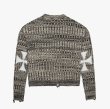 画像1: ASKYURSELF / chunky grey melange cross knit  (1)