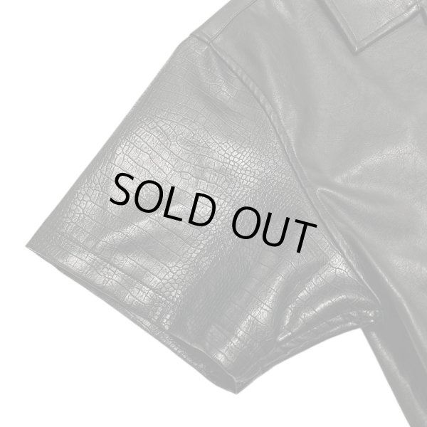 画像4: LAST NEST / faux leather switching s/s shirts (4)