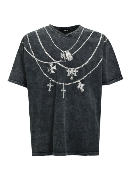画像1: BREATH / necklace v neck tee (1)