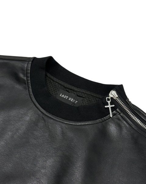 画像3: LAST NEST / faux leather crewneck (3)