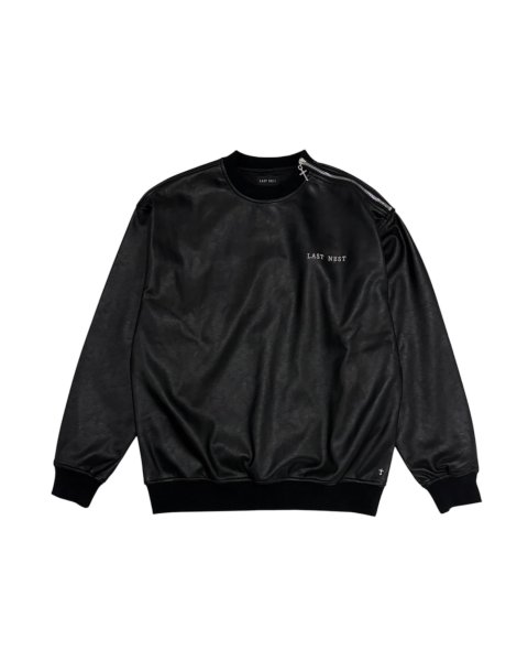 画像1: LAST NEST / faux leather crewneck (1)