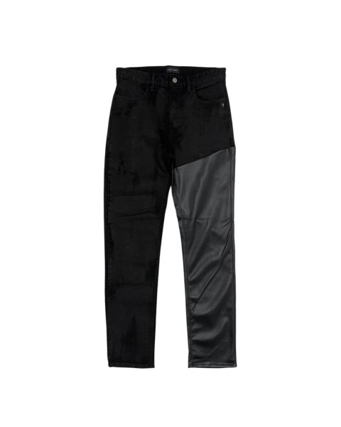画像1: LAST NEST / faux leather denim switching parts  (1)