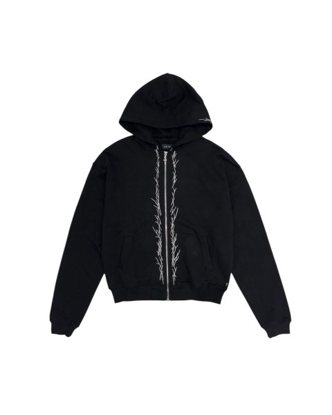 画像1: LAST NEST / stick embroidery zip hoodie (1)