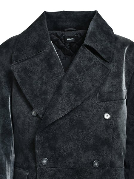 画像4: BREATH / faux leather double breasted coat　 (4)