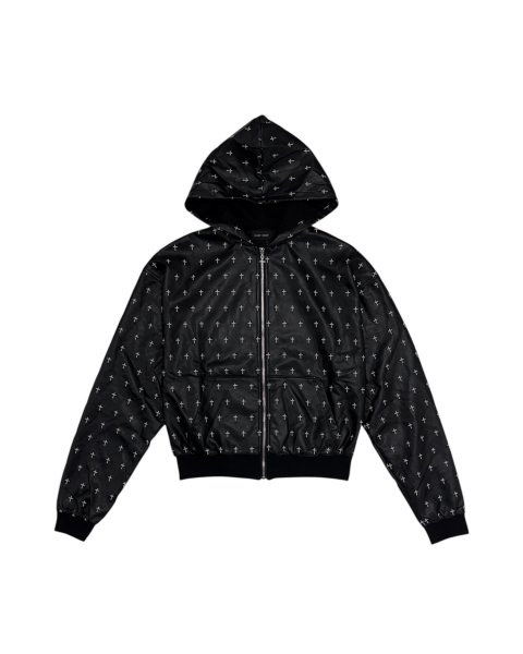画像1: LAST NEST / allover cross zip-up hoodie  (1)
