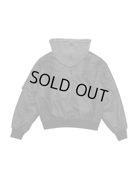 画像2: LAST NEST / hooded faux leather flight jacket  (2)