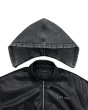 画像7: LAST NEST / hooded faux leather flight jacket  (7)