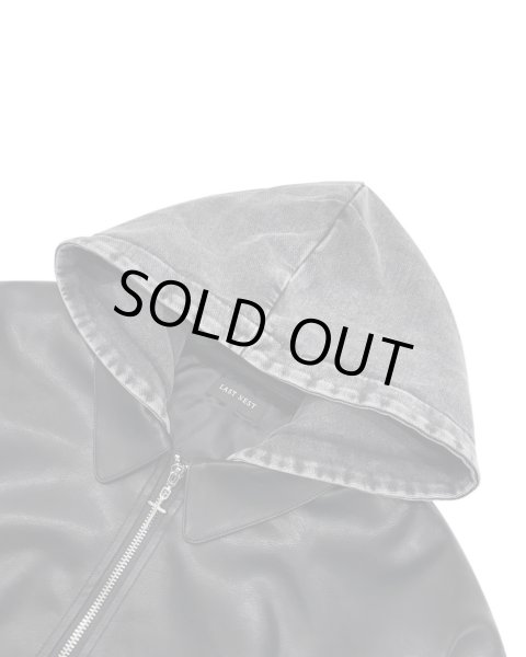 画像3: LAST NEST / hooded faux leather flight jacket  (3)