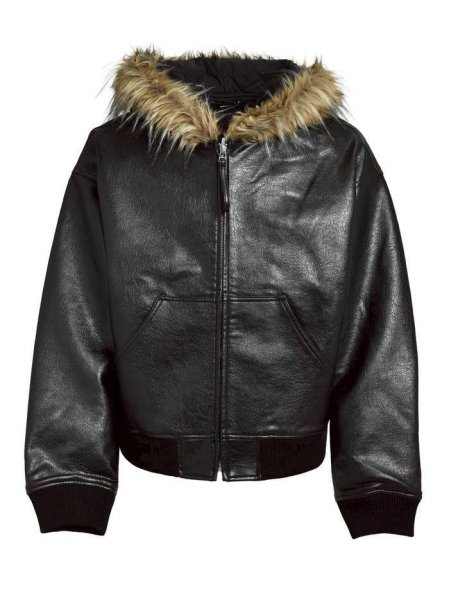 画像1: BREATH / faux leather fur hooded jacket  (1)