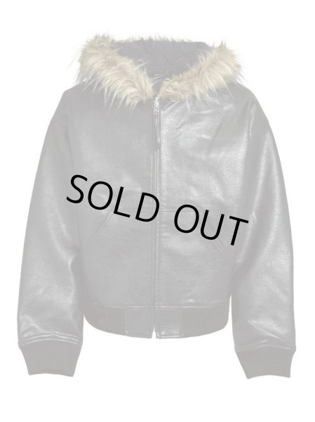 画像1: BREATH / faux leather fur hooded jacket  (1)