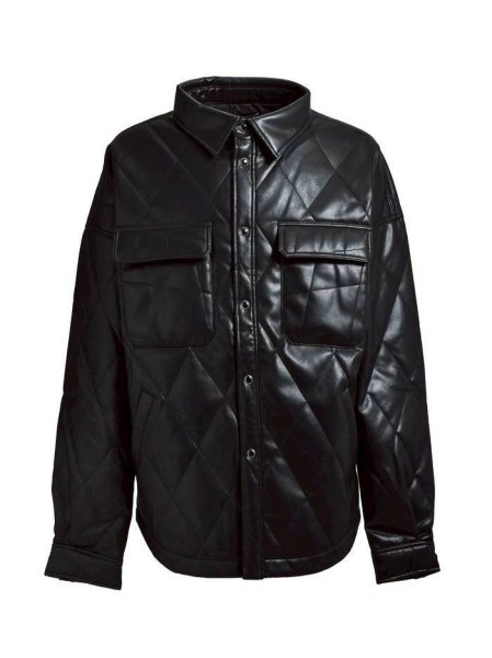 画像1: BREATH / faux leather quilting shirt  (1)