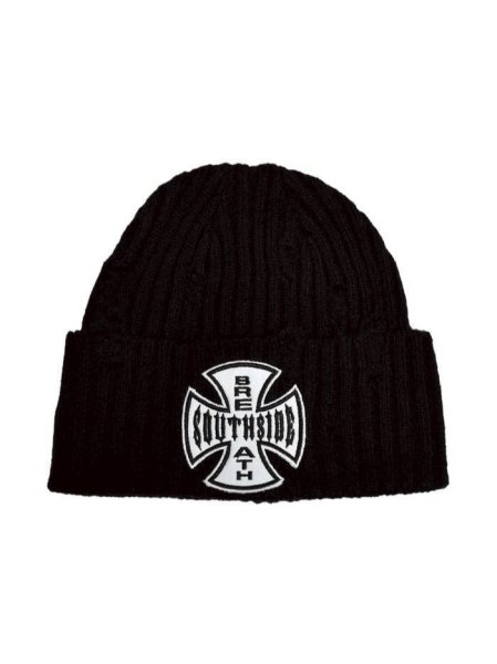 画像1: BREATH/ southside cross damage rib beanie  (1)