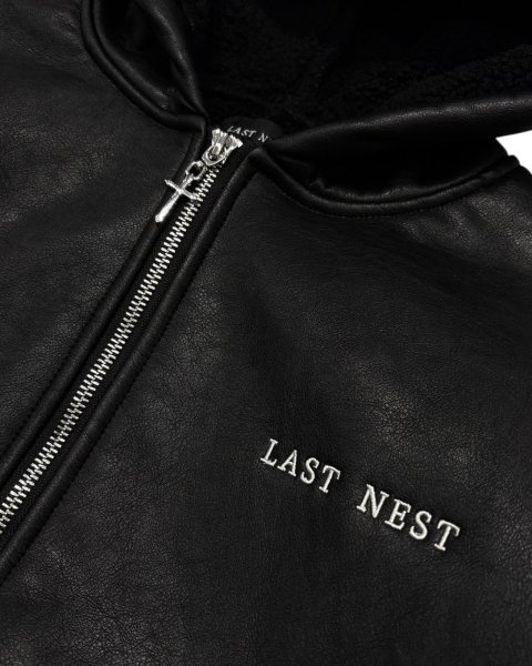 画像4: LAST NEST / faux leather boa hoodie  (4)