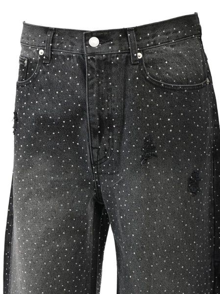 画像4: BREATH / script logo fade rhinestone denim pants  (4)