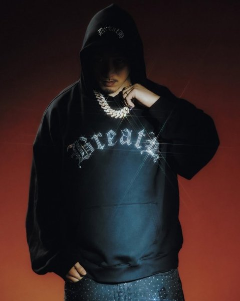 画像6: BREATH / old english logo rhinestone hoodie  (6)