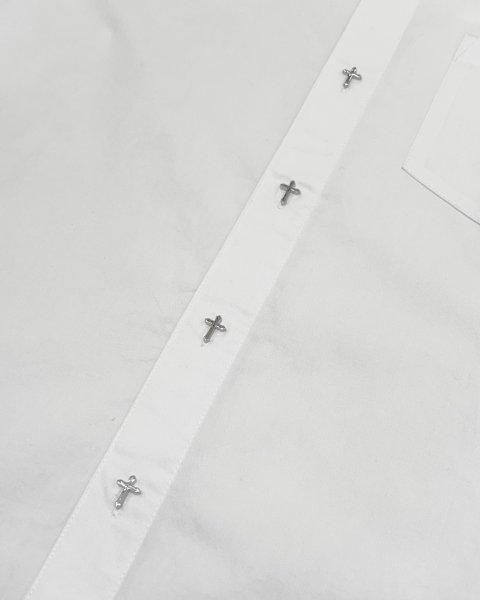 画像4: LAST NEST / white cross button l/s shirts  (4)