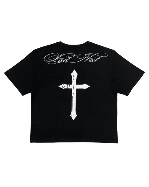 画像1: LAST NEST / cracked cross logo t-shirt  (1)