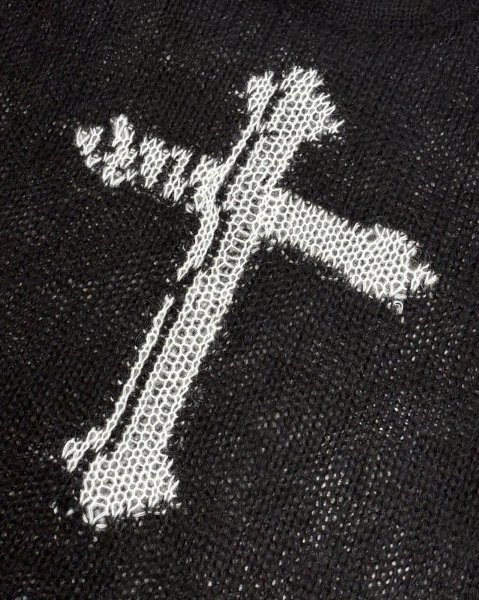 画像4: LAST NEST / cross see-through knit sweater  (4)