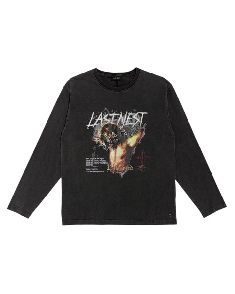 画像1: LAST NEST / god hate unformed washed l/s t-shirt  (1)