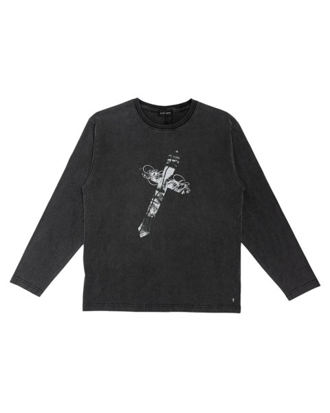 画像1: LAST NEST / jesus cross washed l/s t-shirt  (1)