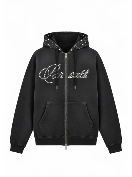 画像1: BREATH / pearl studs zip hoodie 　 (1)