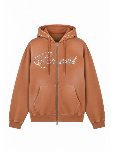 画像1: BREATH / pearl studs zip hoodie 　 (1)