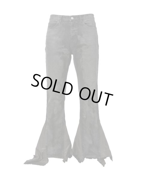 画像1: LAST NEST / coating leather flare denim pants  (1)