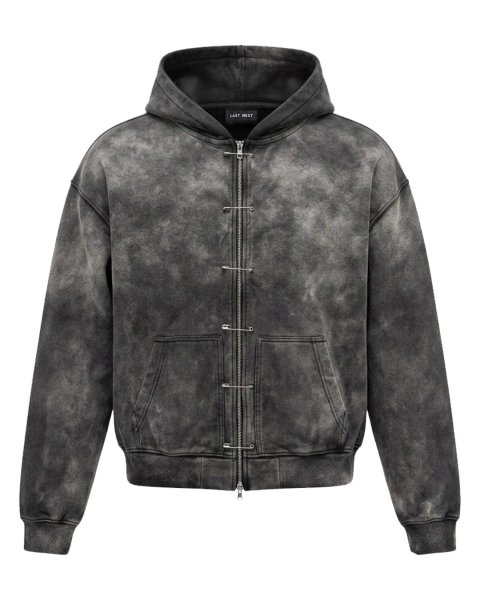 画像1: LAST NEST / safety pin washed zip hoodie (1)