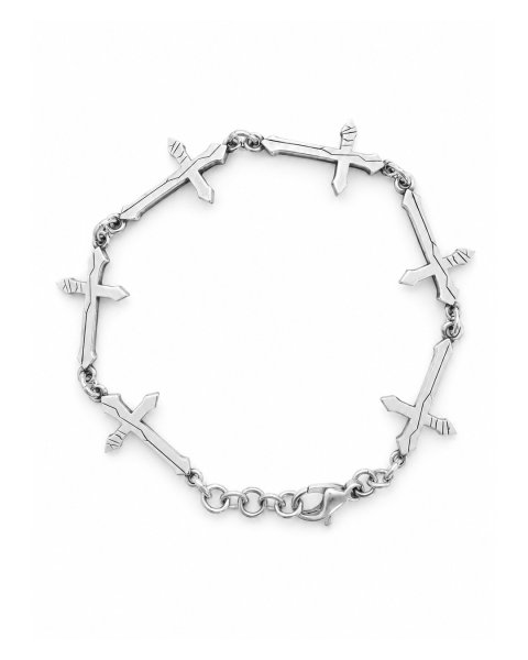 画像1: LAST NEST / cracked cross silver bracelet  (1)
