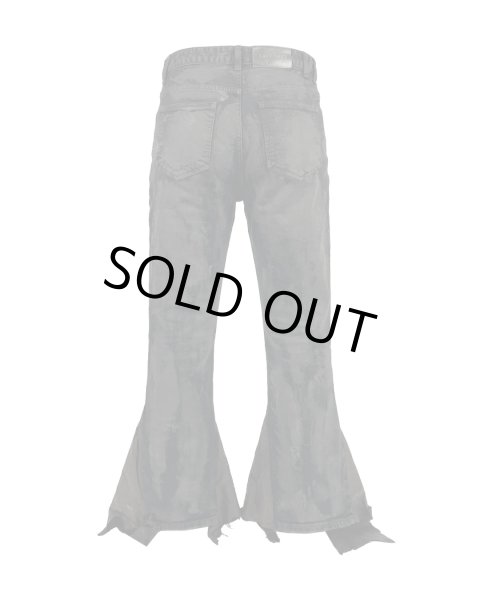 画像2: LAST NEST / coating leather flare denim pants  (2)