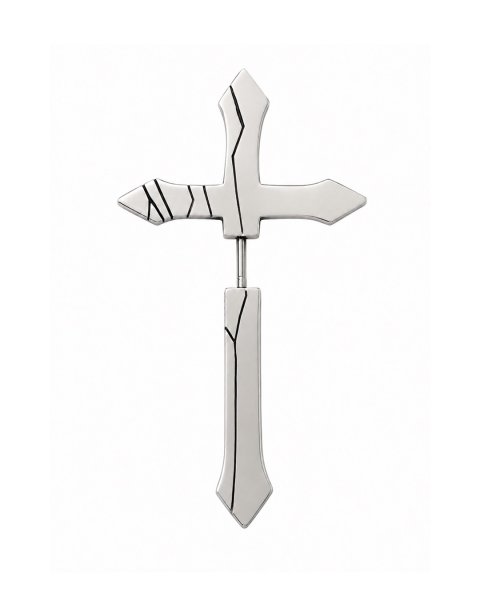 画像1: LAST NEST / cracked cross silver large pierce (1)