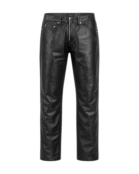 画像1: LAST NEST / front zip leather pants  (1)