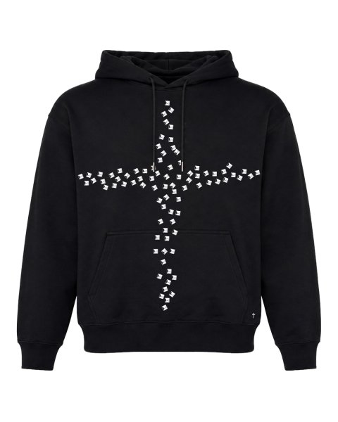 画像1: LAST NEST / cross studs print hoodie (1)