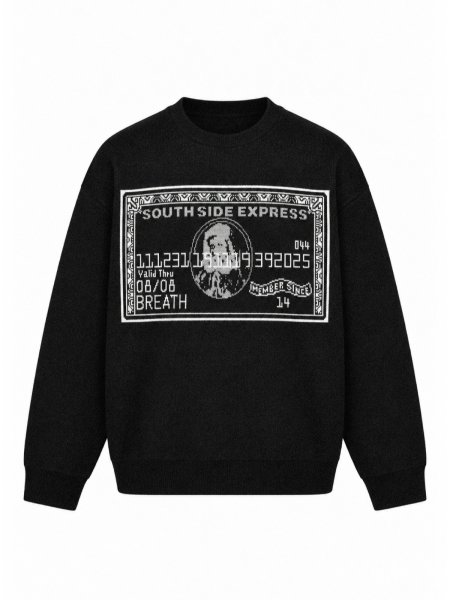 画像1: BREATH / black card crew knit (1)