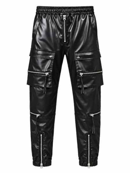 画像1: BREATH / faux leather cargo jogger pants  (1)