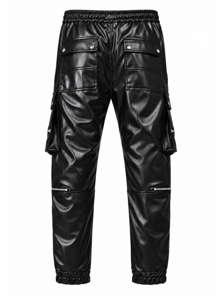 画像2: BREATH / faux leather cargo jogger pants  (2)