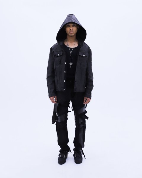 画像3: LAST NEST / hard coating cross bomber jacket  (3)