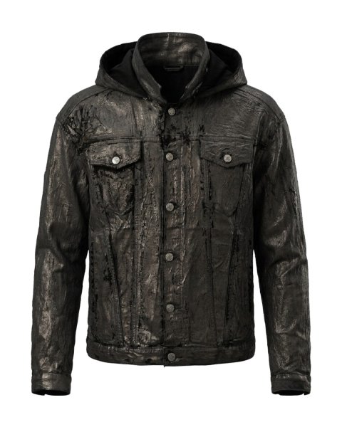 画像1: LAST NEST / hard coating cross bomber jacket  (1)